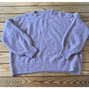 North & Co Flower Sleeve Knit Sweater Size Medium Women’s Purple